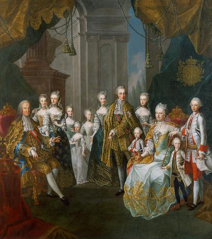 Stephan und Maria Theresia mit elf Kindern